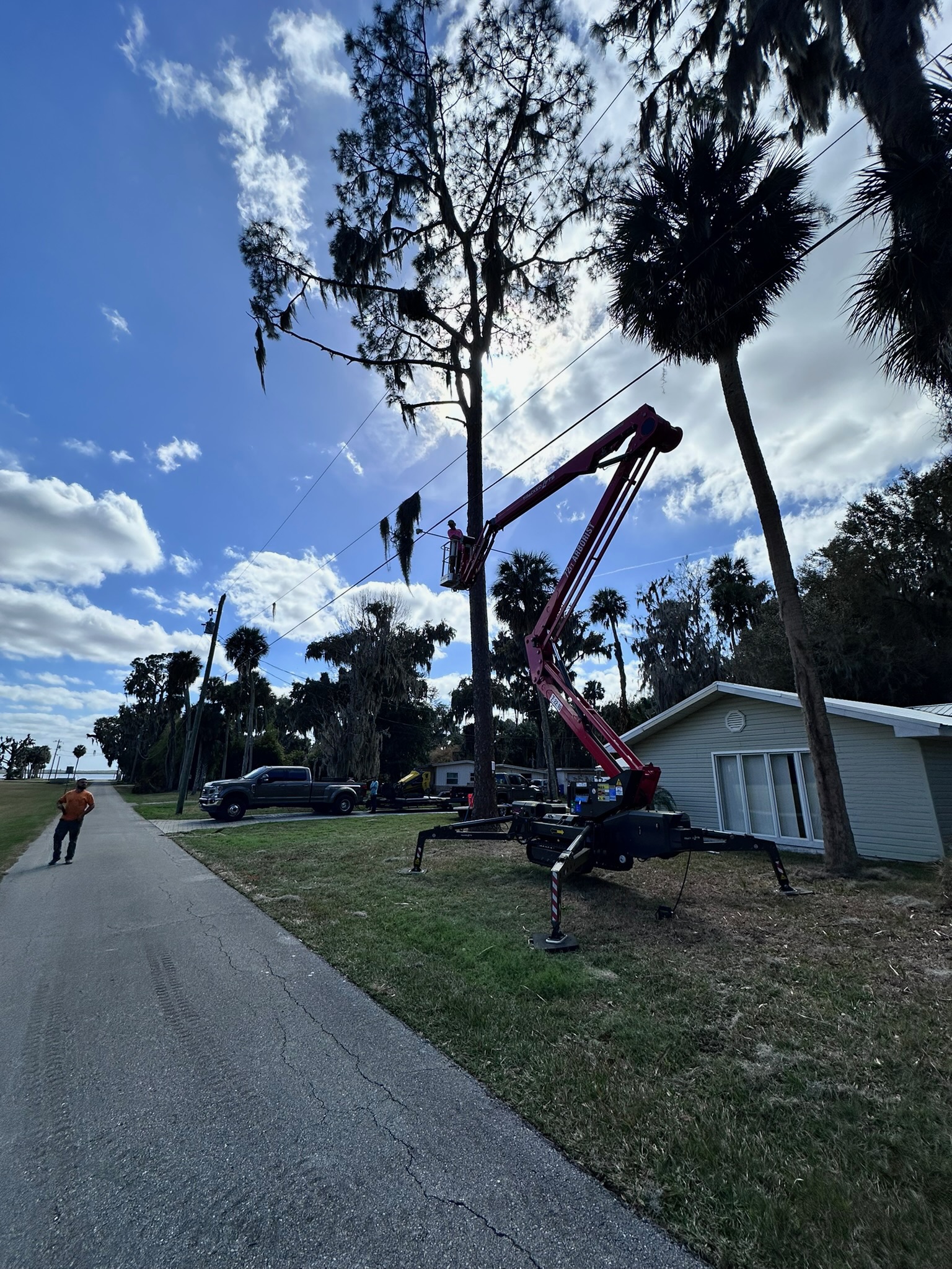 Professional lift used for a wildlife camera installation